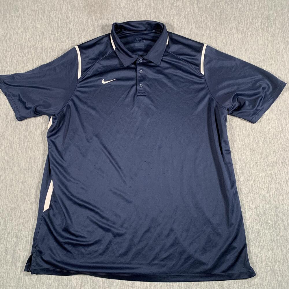 Nike Polo Shirt Mens 2XL Navy Blue DriFIT Golf Performance Athletic Short Sleeve